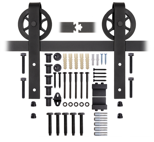 zwart_schuifdeursysteem_met_rails_grote_wielen_model_compleet_200_cm_per_set