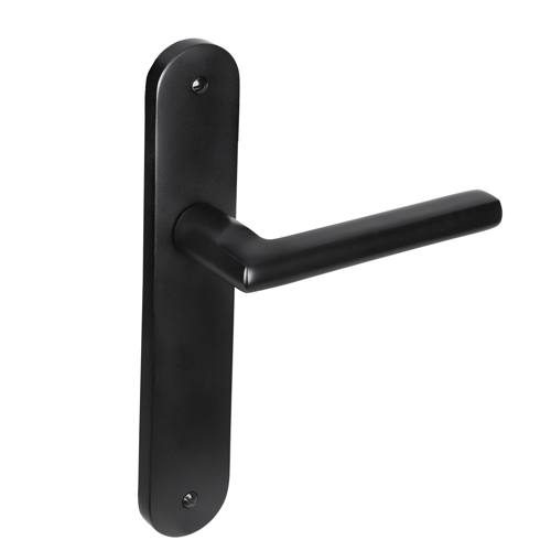 deurklink_zwart_op_schild_met_vlakke_greep_per_set