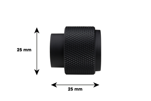 LavuzoDesignmeubelknopKnurl25x25zwart_perstukafmeting